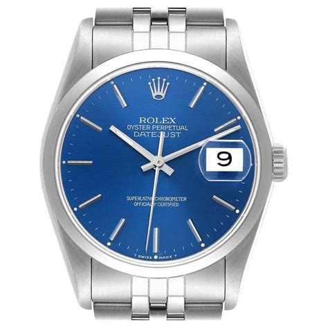 Rolex Datejust 36 16200 / Blue Dial / BOX & PAPERS / Oyster